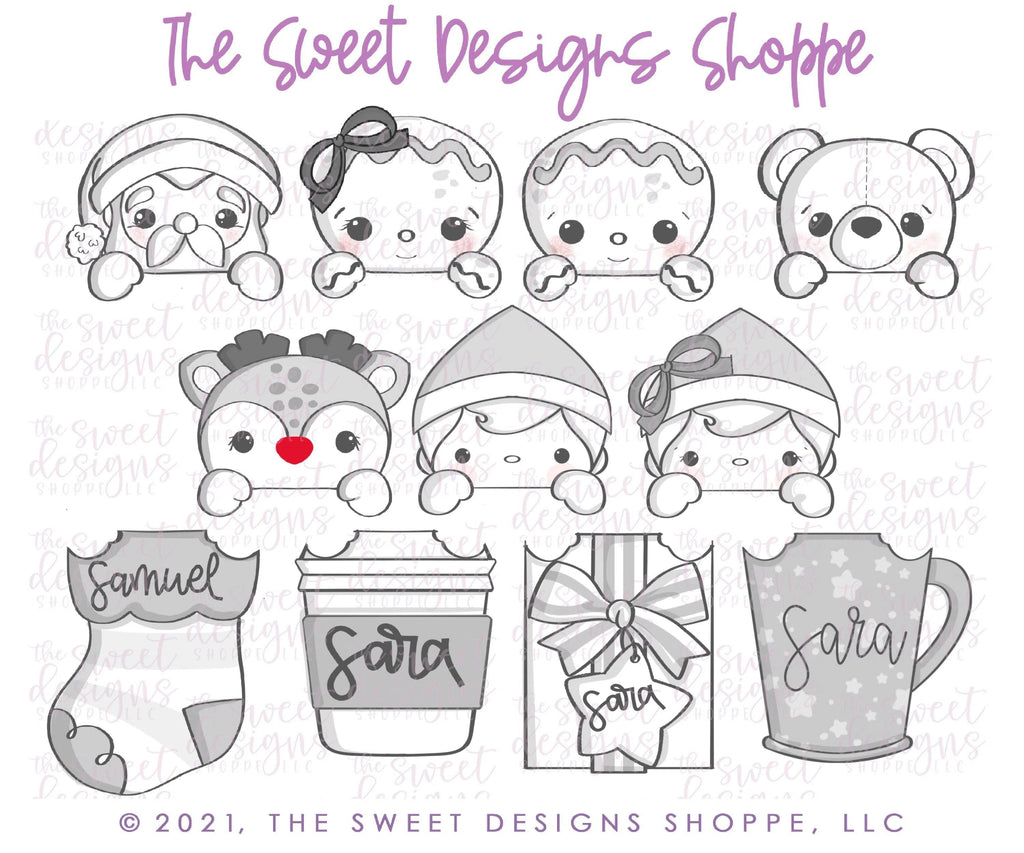 Cookie Cutters - BYO Christmas Characters Two Piece Set - Set of 11 - Cookie Cutter - The Sweet Designs Shoppe - TSDS - - ALL,Bear,Bear Two Piece Stocking Set,Bottom Coffee Paper Cup Cutter,Bottom Gift Cutter,Bottom Mug Cutter,Christmas,Christmas / Winter,Christmas Cookies,Coffeepapercup020,Cookie Cutter,Elf Boy & Elf Girl Two Piece Stocking Set,Gift016,Ginger bread,Gingerboy,Gingerboy Two Piece Stocking Set,Gingerbread,Gingergirl,Gingergirl Two Piece Stocking Set,mug,Mug023,mugs,Promocode,regular sets,Rudo