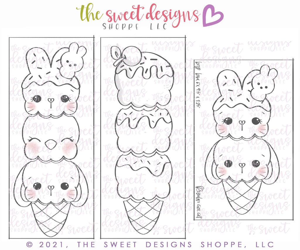 Cookie Cutters - BYO Ice Cream Easter Set - Cookie Cutters - The Sweet Designs Shoppe - TSDS - - ALL,Animal,Animals,Animals and Insects,Build your own,cone,Cookie Cutter,Easter / Spring,icecream,Mini Set,Mini Sets,Promocode,regular sets,set,sets,Spring,STL