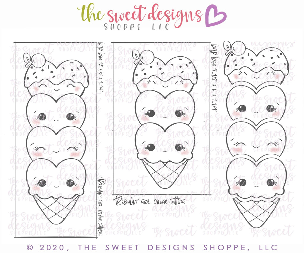 Cookie Cutters - BYO Ice Cream Set - Cookie Cutters - The Sweet Designs Shoppe - TSDS - - ALL,Build your own,cone,Cookie Cutter,dessert,icecream,Promocode,regular sets,set,sets,STL,Summer,Sweet,Sweets,valentine,valentines