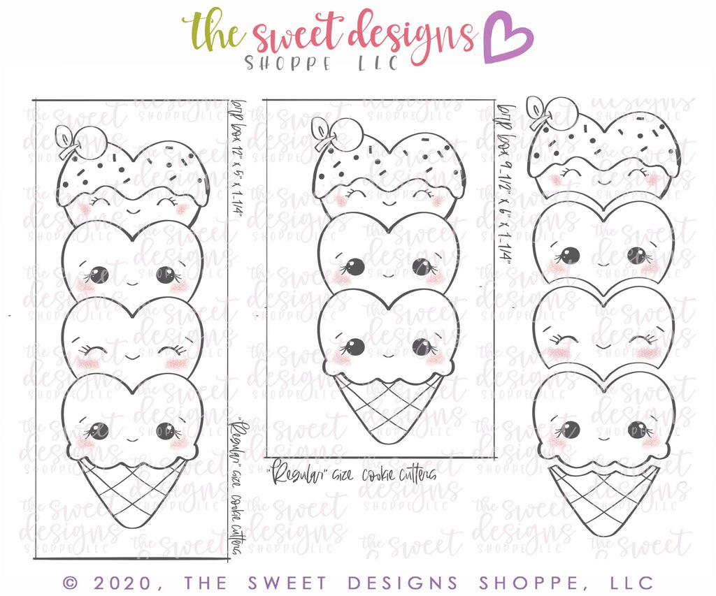 Cookie Cutters - BYO Ice Cream Set - Cookie Cutters - The Sweet Designs Shoppe - - ALL, Build your own, cone, Cookie Cutter, dessert, icecream, Promocode, regular sets, set, sets, Summer, Sweet, Sweets, valentine, valentines