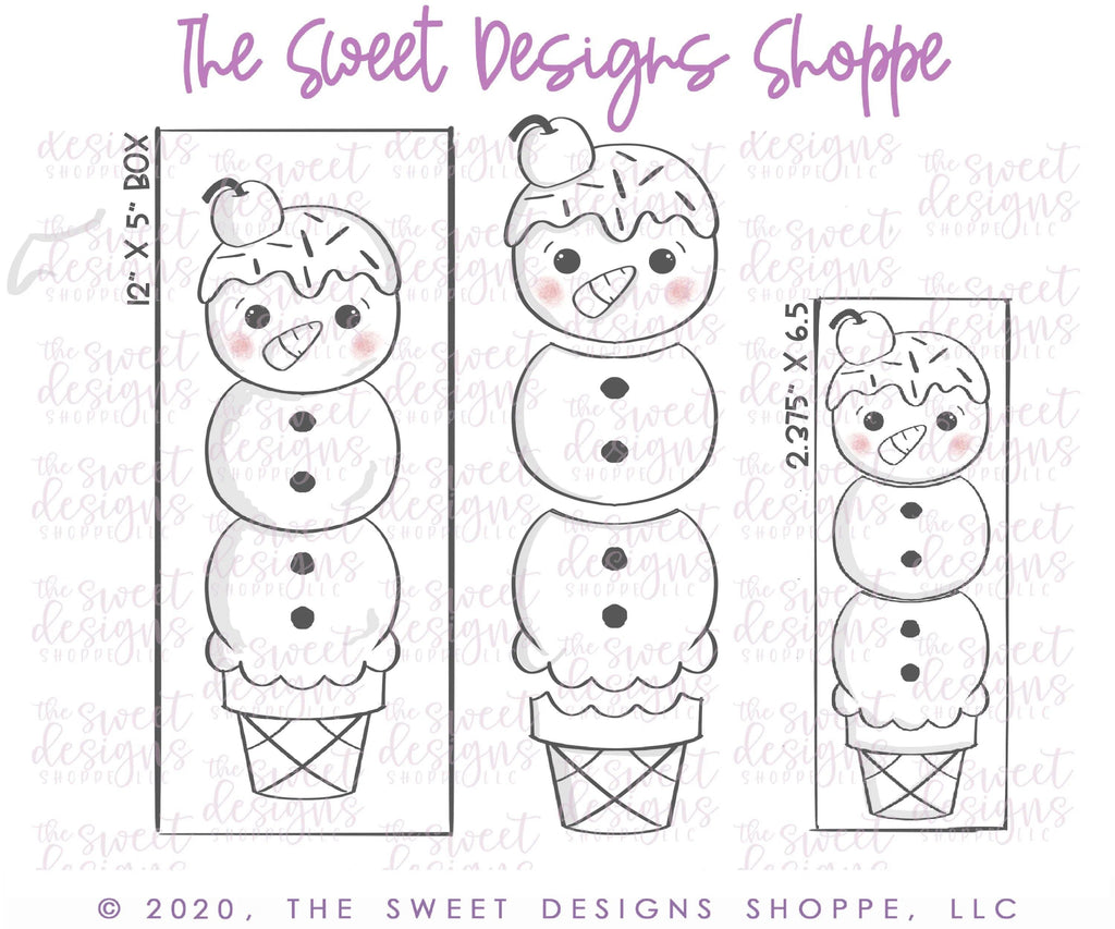 Cookie Cutters - BYO Ice Cream Snowman Set - Cookie Cutters - The Sweet Designs Shoppe - - 6b, 6bs, 6bscreations, ALL, Brittany Geil, Build your own, Christmas, Christmas / Winter, cone, Cookie Cutter, geil, icecream, Promocode, regular sets, set, sets, STL