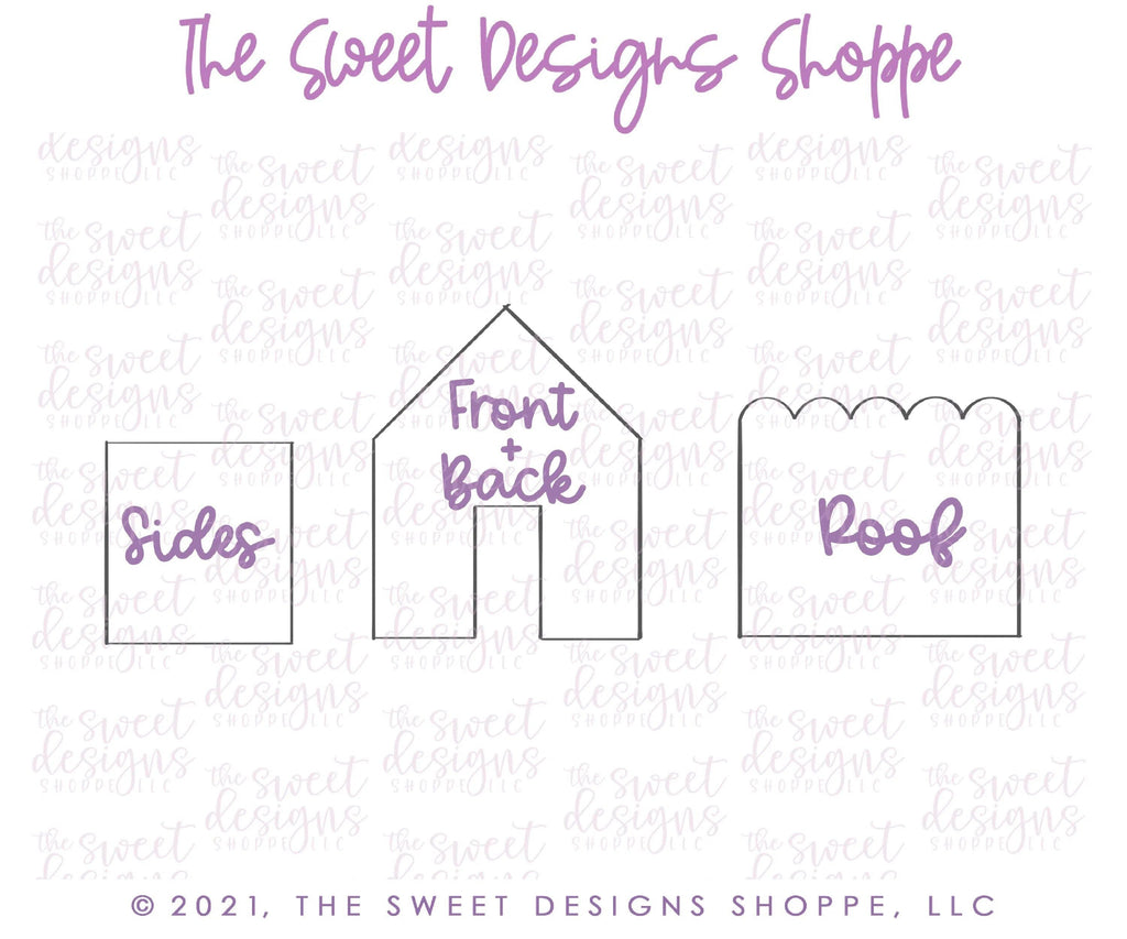 Cookie Cutters - BYO Mini Gingerbread House with door opening Set (For a 1/4" thick cookie)- Set of 3 - Cookie Cutters - The Sweet Designs Shoppe - TSDS - - ALL,Christmas,Christmas / Winter,Christmas Cookies,Cookie Cutter,Ginger bread,Gingerbread,gingerhouse,Mini Set,Mini Sets,Promocode,regular sets,set,STL