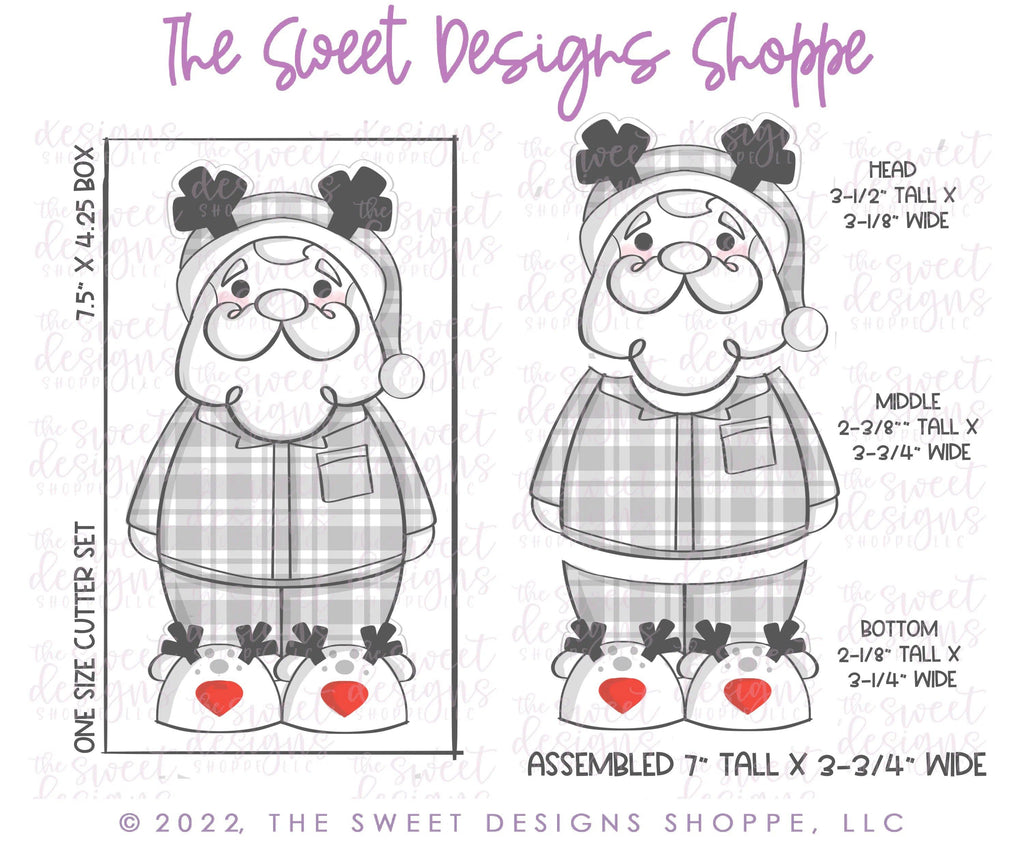 Cookie Cutters - BYO Santa in Pajama - Set of 3 - Cookie Cutters - The Sweet Designs Shoppe - TSDS - - ALL,Christmas,Christmas / Winter,Christmas Cookies,Cookie Cutter,Promocode,regular sets,Set,sets,STL