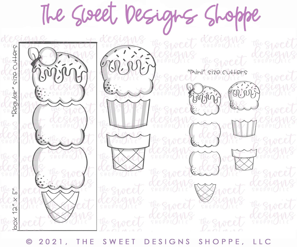 Cookie Cutters - BYO Summer Ice Cream Set - Cookie Cutters - The Sweet Designs Shoppe - TSDS - - ALL,Build your own,cone,Cookie Cutter,Easter / Spring,icecream,Mini Set,Mini Sets,Promocode,regular sets,set,sets,Spring,STL,Summer,Sweet,Sweets,valentine,valentines