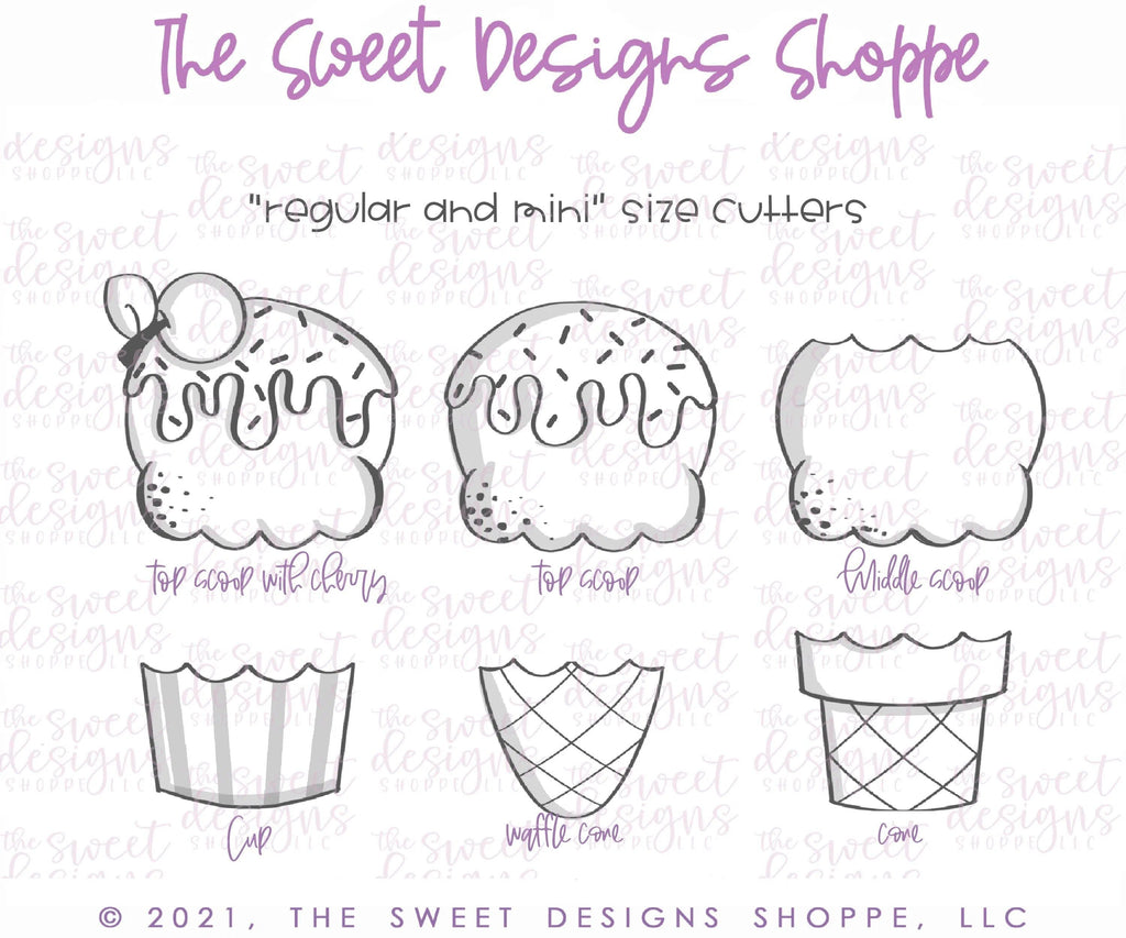 Cookie Cutters - BYO Summer Ice Cream Set - Cookie Cutters - The Sweet Designs Shoppe - TSDS - - ALL,Build your own,cone,Cookie Cutter,Easter / Spring,icecream,Mini Set,Mini Sets,Promocode,regular sets,set,sets,Spring,STL,Summer,Sweet,Sweets,valentine,valentines