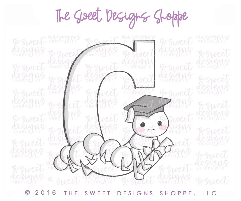 Cookie Cutters - C is for Caterpillar v2- Cookie Cutter - The Sweet Designs Shoppe - - ABC, ALL, Alphabeths, C, Caterpillar, Cookie Cutter, Font, Fonts, Grad, graduations, letter, Promocode, School / Graduation