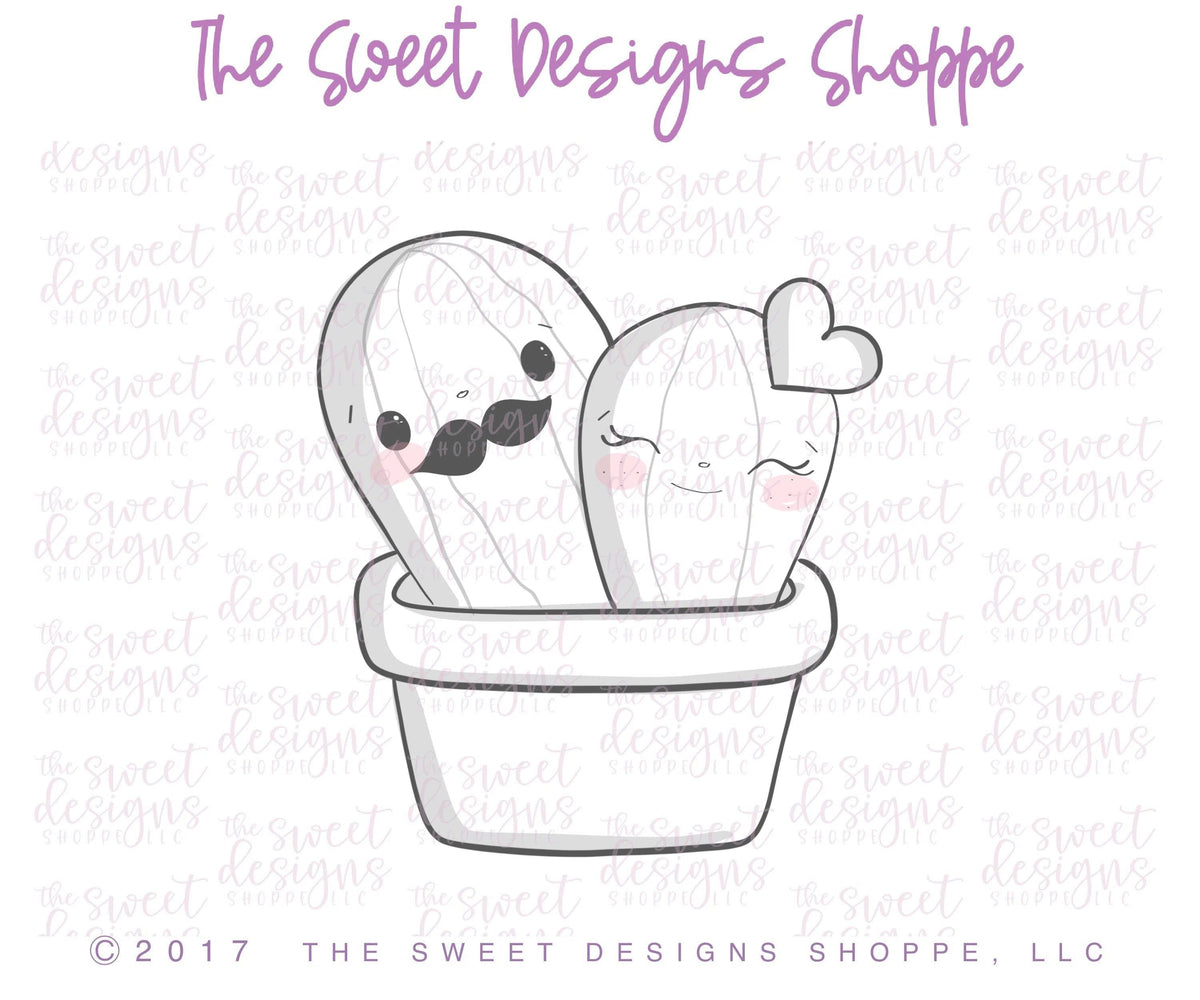 Cookie Cutters - Cactus Couple - Cookie Cutter - The Sweet Designs Shoppe - TSDS - - ALL,Cactus,Christmas,Christmas / Winter,Cookie Cutter,Heart,Hearts,Mexico,nature,Promocode,STL,Trees Leaves and Flowers,Valentine,Valentines,Valentines couples