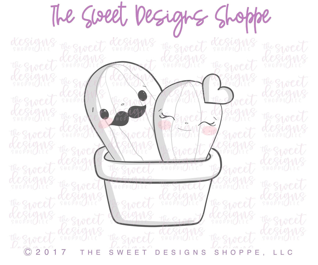 Cookie Cutters - Cactus Couple - Cookie Cutter - The Sweet Designs Shoppe - TSDS - - ALL,Cactus,Christmas,Christmas / Winter,Cookie Cutter,Heart,Hearts,Mexico,nature,Promocode,Trees Leaves and Flowers,Valentine,Valentines,Valentines couples