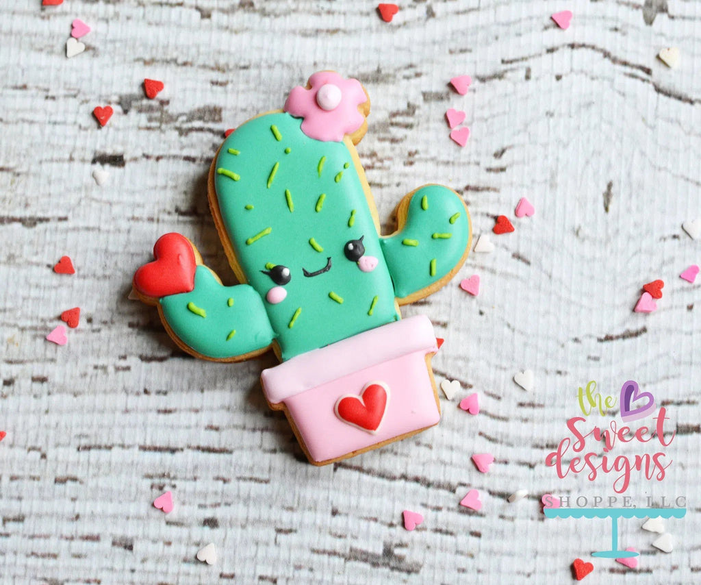 Cookie Cutters - Cactus with Flower and Heart v2- Cookie Cutter - The Sweet Designs Shoppe - - ALL, Cactus, Cookie Cutter, Heart, Leaves and Flowers, Mexico, Nature, Plant, Promocode, Trees Leaves and Flowers, valentine, Valentines