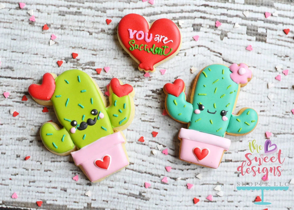 Cookie Cutters - Cactus with Flower and Heart v2- Cookie Cutter - The Sweet Designs Shoppe - - ALL, Cactus, Cookie Cutter, Heart, Leaves and Flowers, Mexico, Nature, Plant, Promocode, Trees Leaves and Flowers, valentine, Valentines