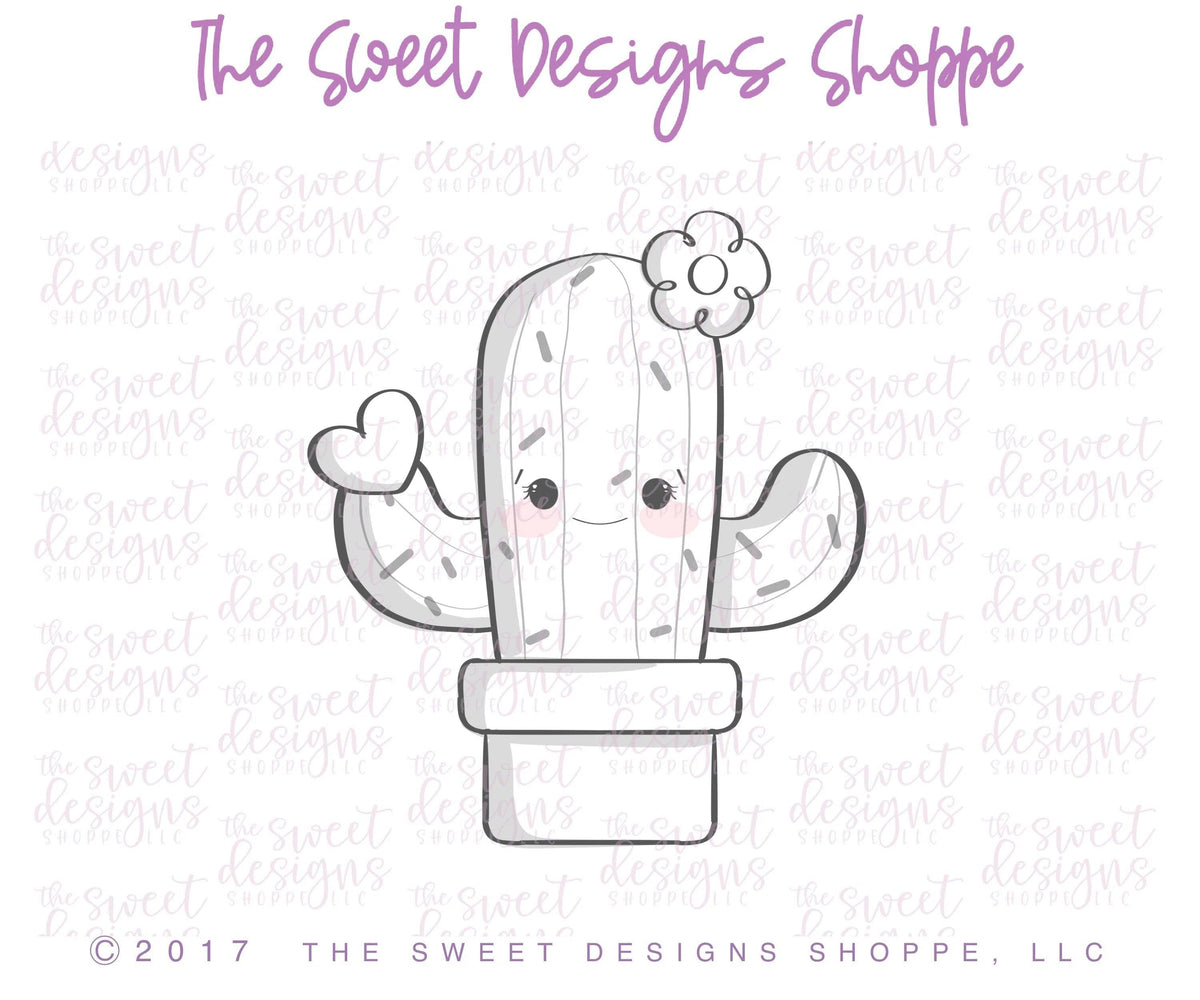 Cookie Cutters - Cactus with Flower and Heart v2 - Cookie Cutter - The Sweet Designs Shoppe - TSDS - - ALL,Cactus,Cookie Cutter,Heart,Leaves and Flowers,Mexico,Nature,Plant,Promocode,STL,Trees Leaves and Flowers,valentine,Valentines