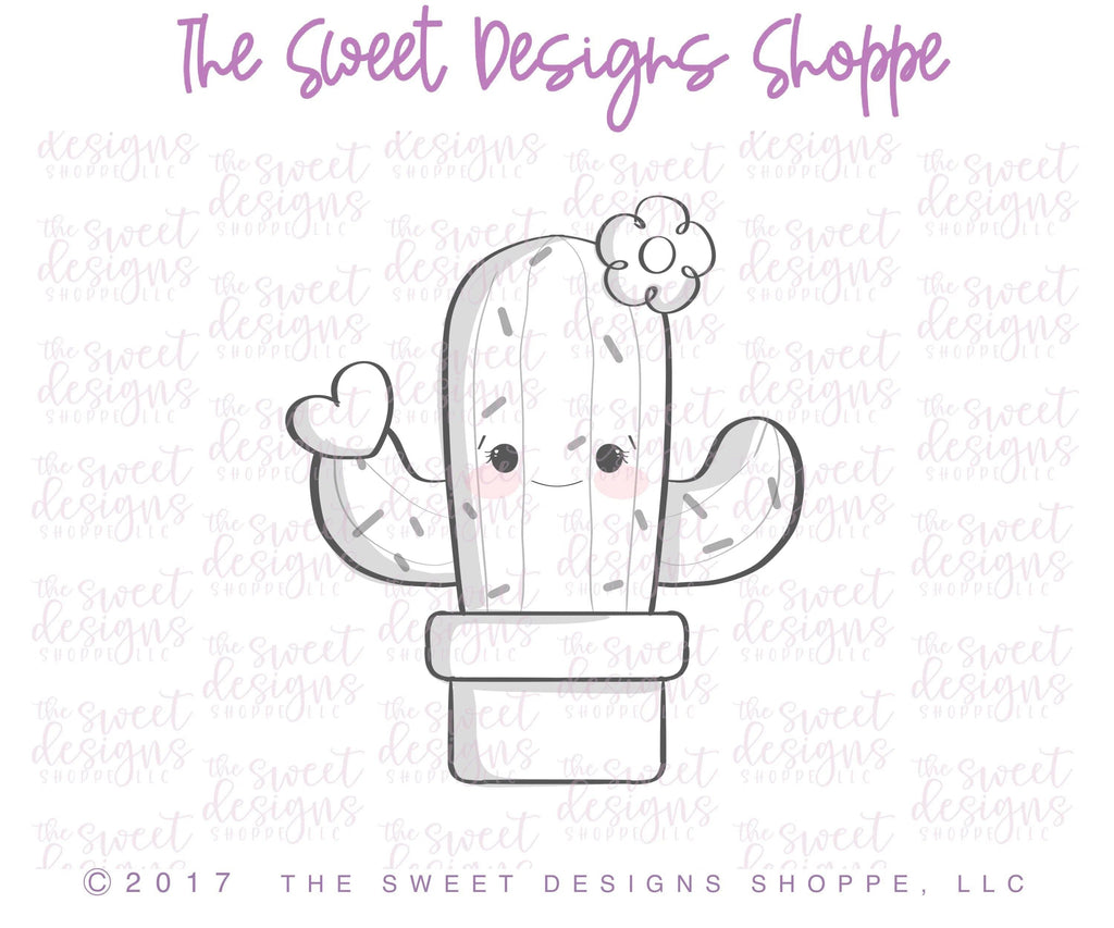 Cookie Cutters - Cactus with Flower and Heart v2- Cookie Cutter - The Sweet Designs Shoppe - TSDS - - ALL,Cactus,Cookie Cutter,Heart,Leaves and Flowers,Mexico,Nature,Plant,Promocode,Trees Leaves and Flowers,valentine,Valentines