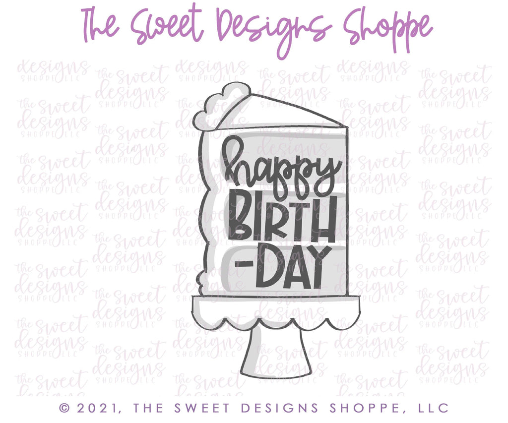 Cookie Cutters - Cake Slice on Stand - Cookie Cutter - Sweet Designs Shoppe - - ALL, Birthday, Cookie Cutter, kid, kids, Promocode, Sweet, Sweets