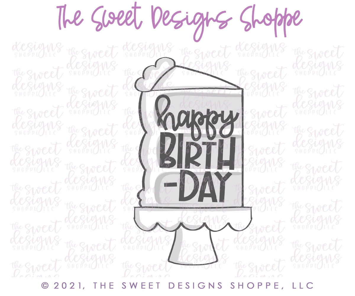 Cookie Cutters - Cake Slice on Stand - Cookie Cutter - The Sweet Designs Shoppe - TSDS - - ALL,Birthday,Cookie Cutter,kid,kids,Promocode,STL,Sweet,Sweets