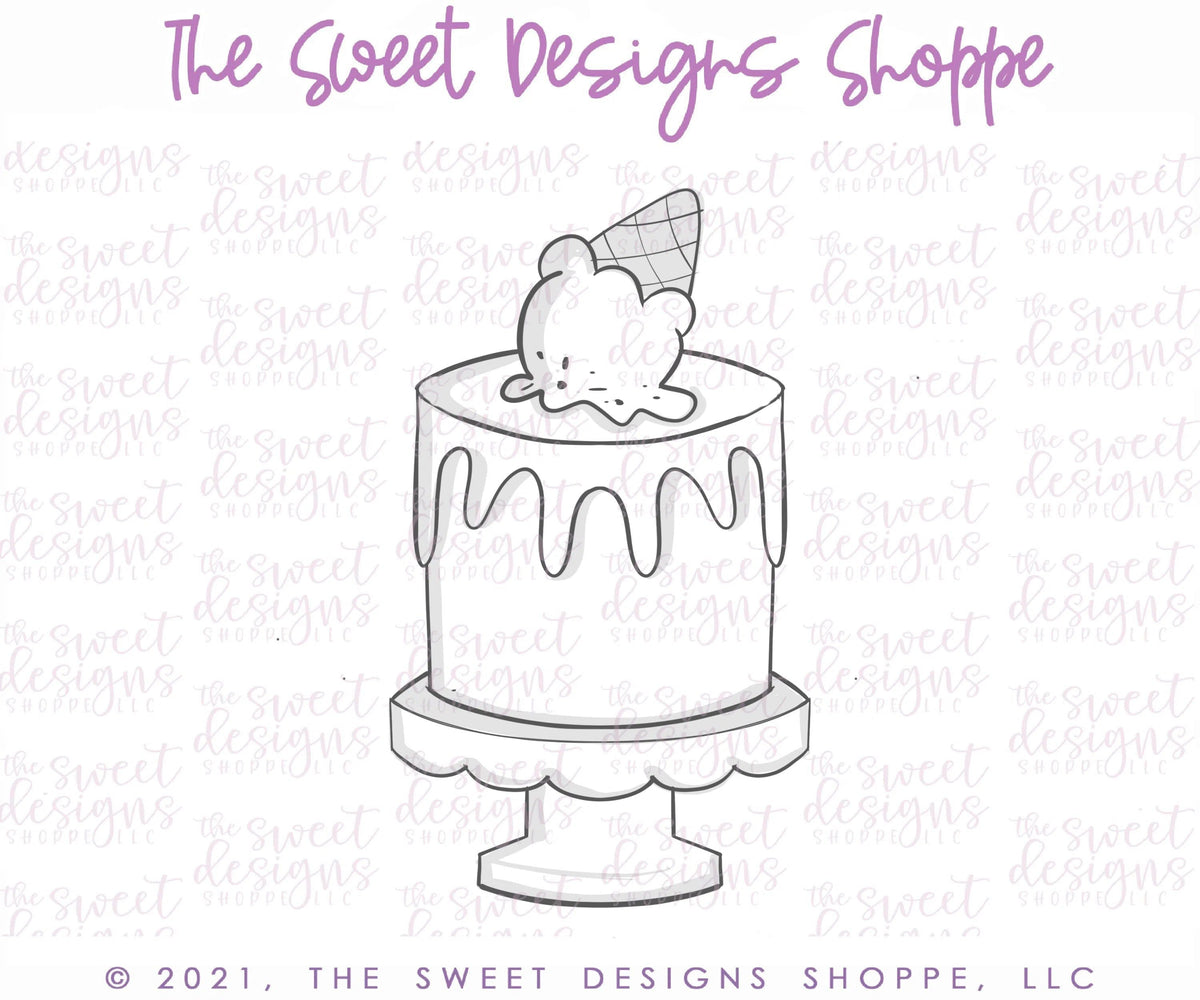 Cookie Cutters - Cake with Ice Cream - Cookie Cutter - The Sweet Designs Shoppe - TSDS - - ALL,Birthday,cone,Cookie Cutter,icecream,Promocode,STL,Sweet,Sweets,valentines