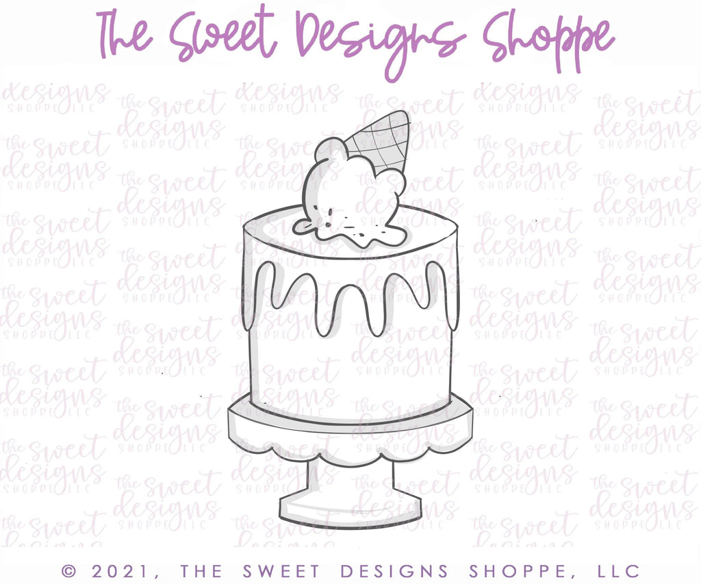 Cookie Cutters - Cake with Ice Cream - Cookie Cutter - The Sweet Designs Shoppe - - ALL, Birthday, cone, Cookie Cutter, icecream, Promocode, Sweet, Sweets, valentines