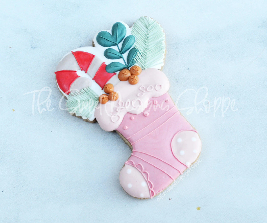 Cookie Cutters - Candy Cane Floral Stocking - Cookie Cutter - The Sweet Designs Shoppe - - ALL, Christmas, Christmas / Winter, Christmas Cookies, Cookie Cutter, home, Promocode