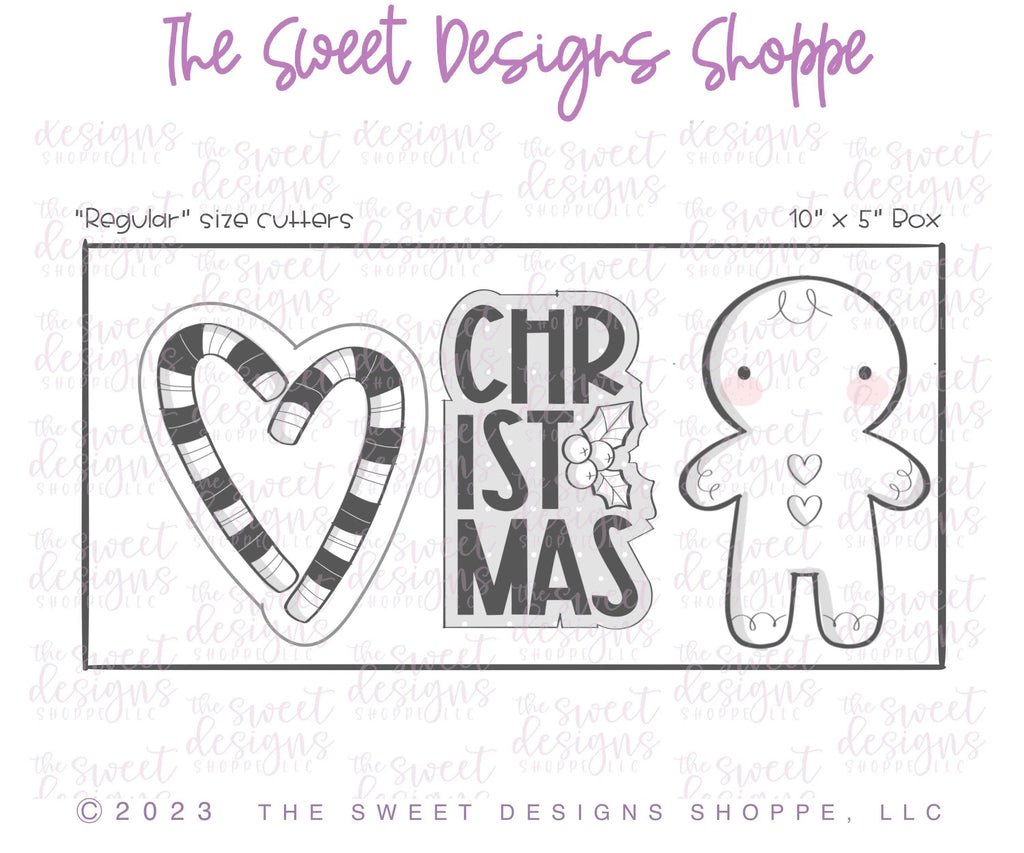 Cookie Cutters - Candy Cane, GingerBoy, Christmas Plaque Set - Cookie Cutters set - Set of 3 - Cookie Cutters - The Sweet Designs Shoppe - - abc, ALL, Christmas, Christmas / Winter, Cookie Cutter, Ginger boy, ginger bread, Ginger girl, Ginger set, Gingerboy, gingerbread, gingerbread man, Gingergirl, Mini Sets, Promocode, regular sets, set