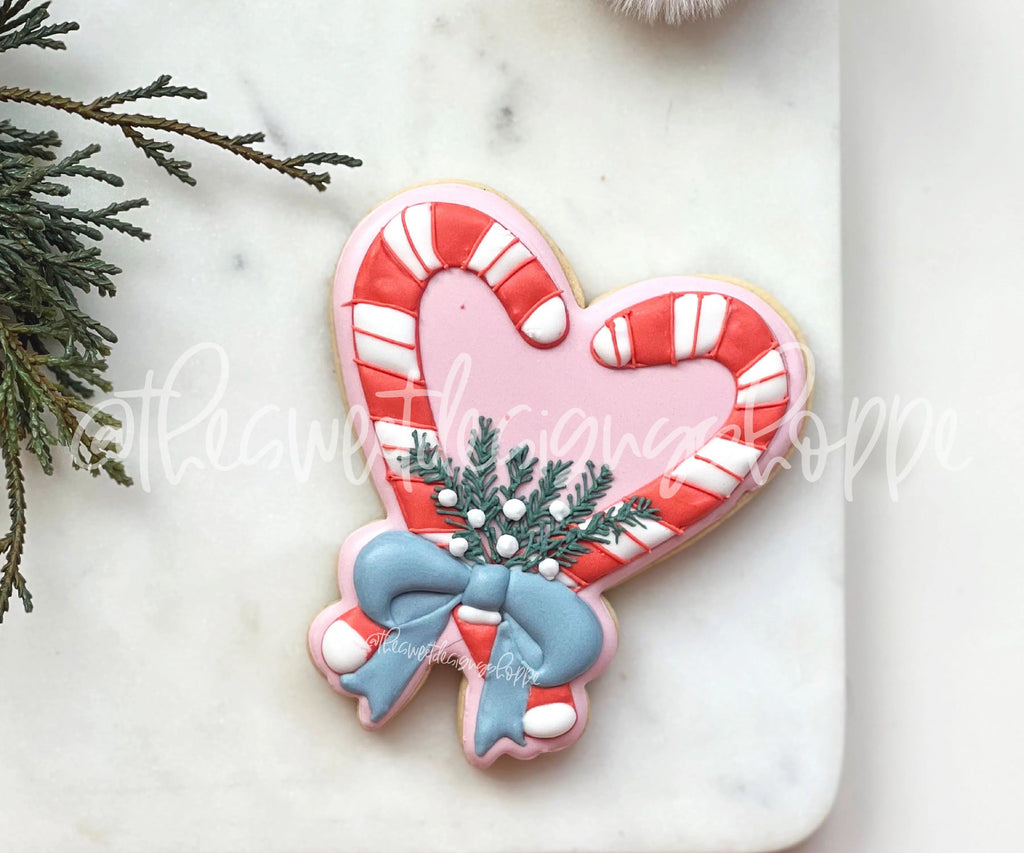 Cookie Cutters - Candy Cane Heart with Bow - Cookie Cutter - The Sweet Designs Shoppe - TSDS - - ALL,CandyCane,Christmas,Christmas / Winter,Christmas Cookies,Cookie Cutter,Love,Promocode,Sweets