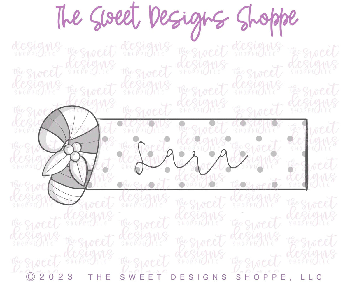 Cookie Cutters - Candy Cane Tag - Cookie Cutter - The Sweet Designs Shoppe - TSDS - - ALL,Candy,CandyCane,Christmas,Christmas / Winter,Cookie Cutter,Plaque,Plaques,PLAQUES HANDLETTERING,Promocode,STL,Winter