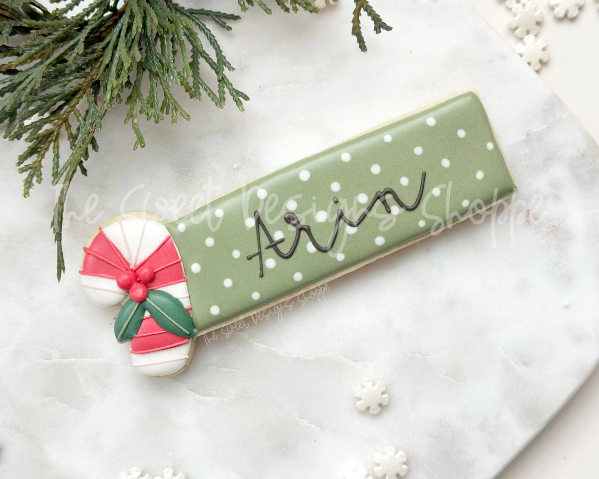 Cookie Cutters - Candy Cane Tag - Cookie Cutter - The Sweet Designs Shoppe - TSDS - - ALL,Candy,CandyCane,Christmas,Christmas / Winter,Cookie Cutter,Plaque,Plaques,PLAQUES HANDLETTERING,Promocode,STL,Winter