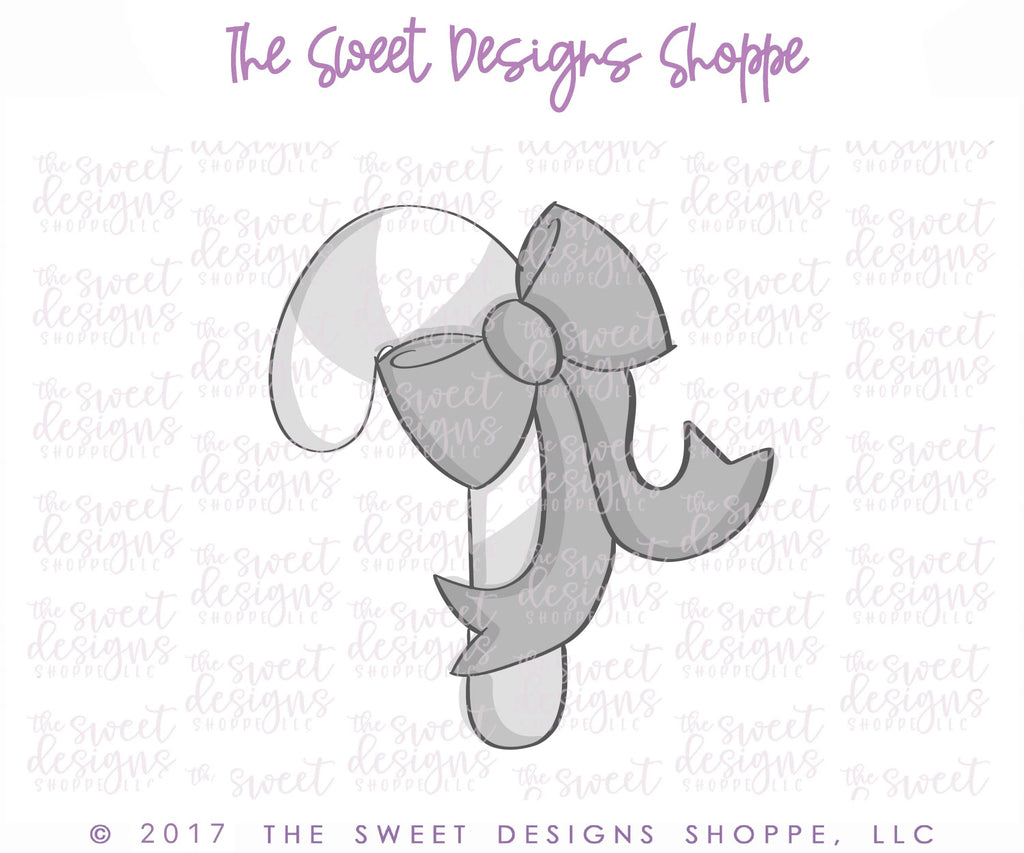 Cookie Cutters - Candy Cane with Bow (2016) v2- Cookie Cutter - Sweet Designs Shoppe - - ALL, Bow, Candy, CandyCane, Christmas / Winter, Cookie Cutter, Food, Food & Beverages, Promocode, Winter