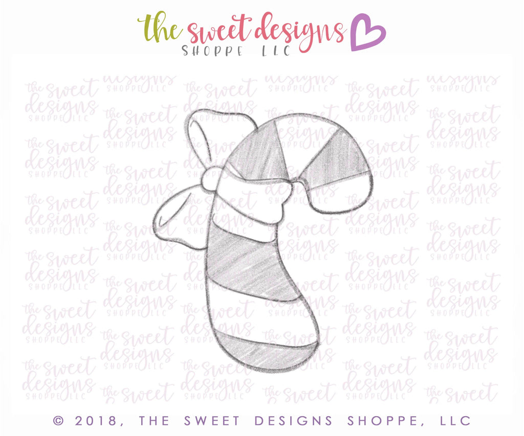 Cookie Cutters - Candy Cane With Bow 2018 - Cookie Cutter - The Sweet Designs Shoppe - - 2018, ALL, Candy, Christmas, Christmas / Winter, Cookie Cutter, Food, Food & Beverages, Promocode, Sweets, Winter