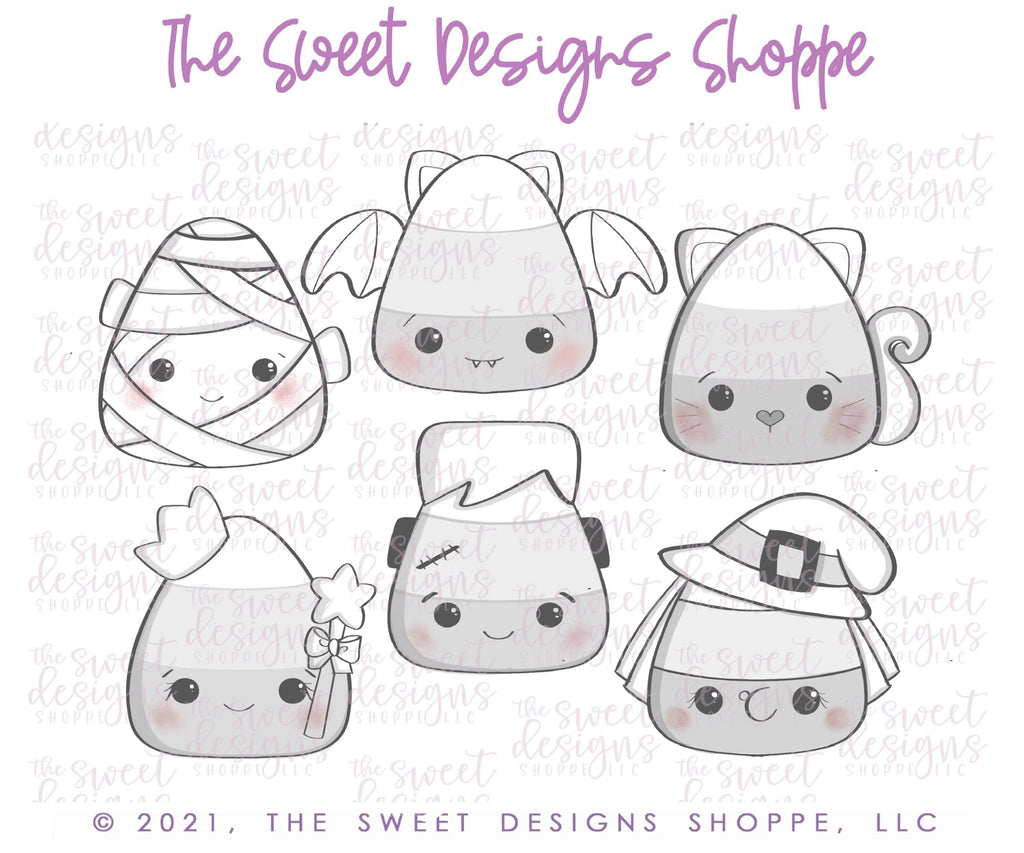 Cookie Cutters - Candy Corn Halloween Set - Set of 6 Cookie Cutters - The Sweet Designs Shoppe - TSDS - - ALL,Cookie Cutter,halloween,Halloween set,Halloween Sets,Mini Sets,Promocode,regular sets,set,STL