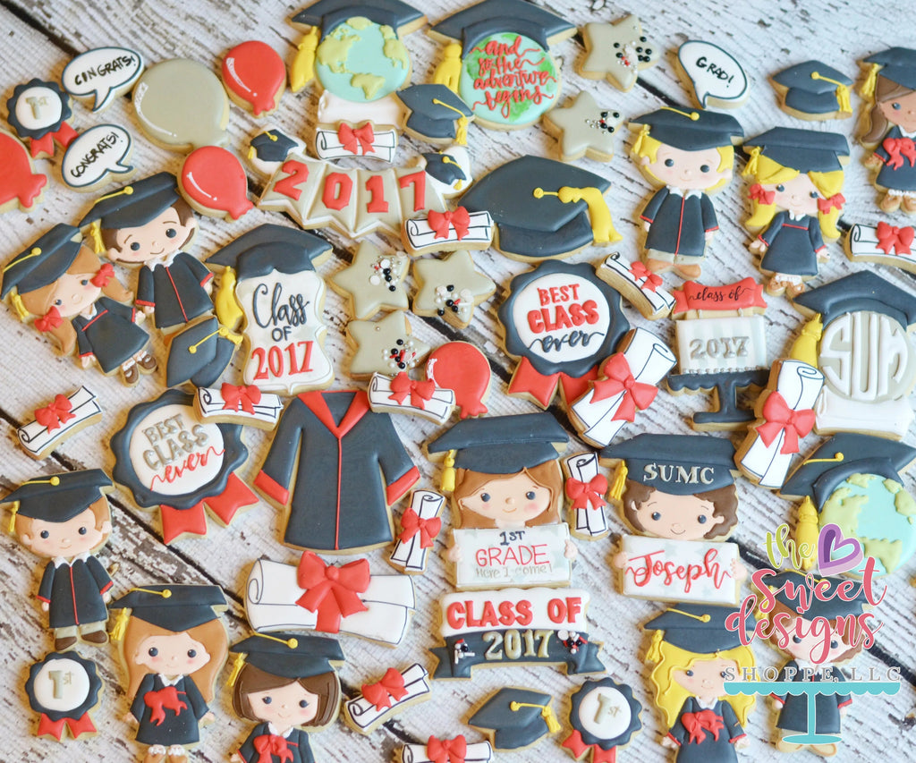Cookie Cutters - Cap and Diploma Monogram Plaque V2 - Cookie Cutter - Sweet Designs Shoppe - - ALL, celebration, Cookie Cutter, Customize, Grad, graduations, Plaque, Promocode, School / Graduation
