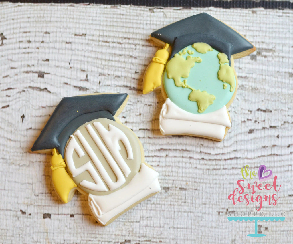 Cookie Cutters - Cap and Diploma Monogram Plaque V2 - Cookie Cutter - The Sweet Designs Shoppe - - ALL, celebration, Cookie Cutter, Customize, Grad, graduations, Plaque, Promocode, School / Graduation