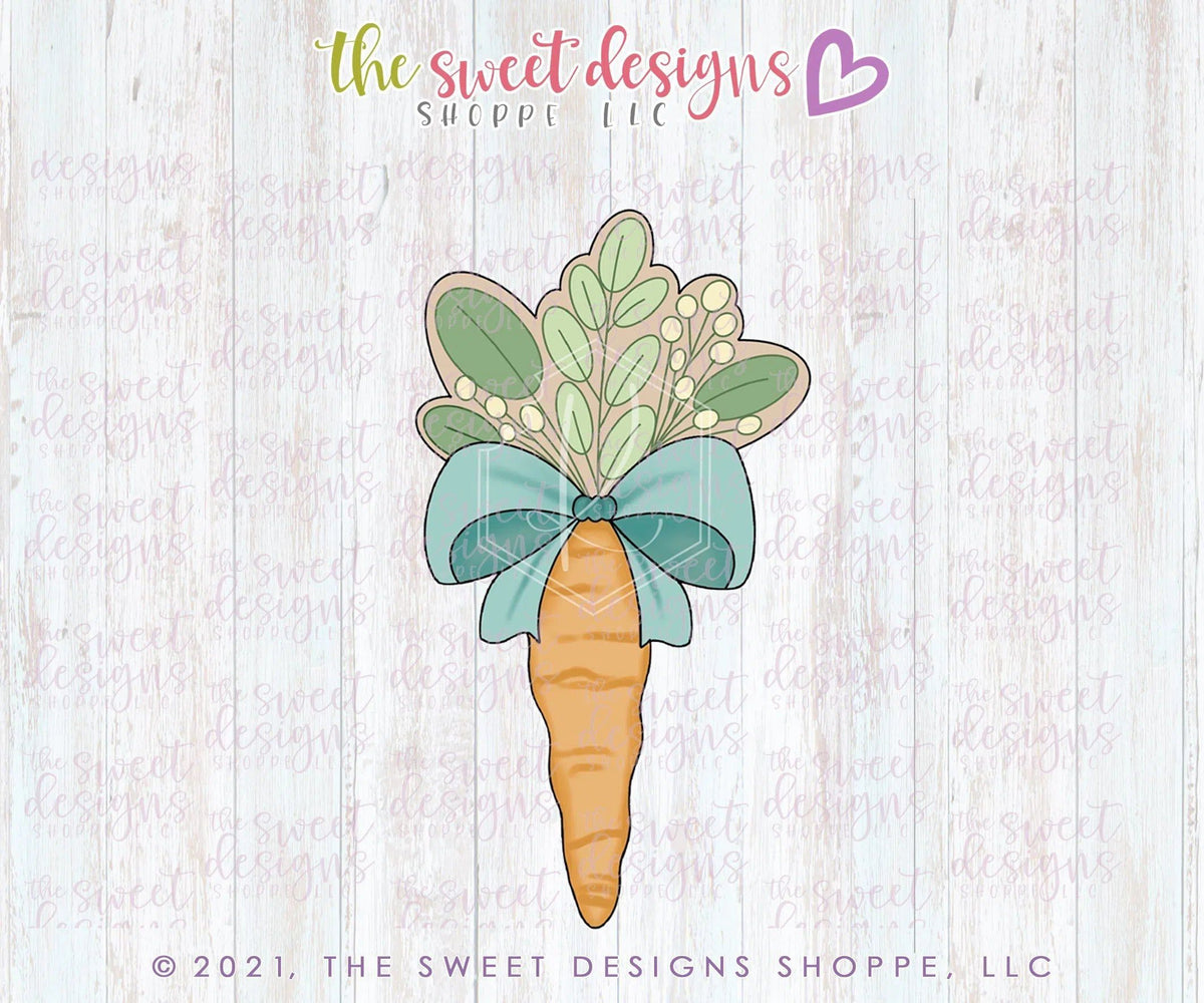 Cookie Cutters - Carrot with Bow - Cookie Cutter - The Sweet Designs Shoppe - TSDS - - ALL,Andi Kirkegaard,Cookie Cutter,easter,Easter / Spring,Food,Food and Beverage,Food beverages,fruit,fruits,Fruits and Vegetables,Kirkie,online,online class,Promocode