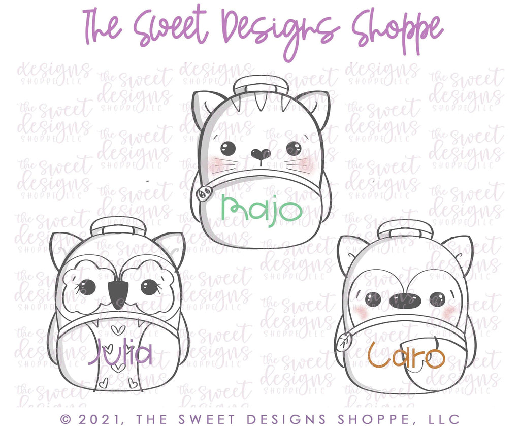 Cookie Cutters - Cat Backpack (Owl ,Fox) - Cookie Cutter - The Sweet Designs Shoppe - TSDS - - Accesories,Accessories,ALL,Animal,Animals,Animals and Insects,back to school,Clothing / Accessories,Cookie Cutter,Grad,graduations,owl,Promocode,School,School / Graduation,School Bus,STL