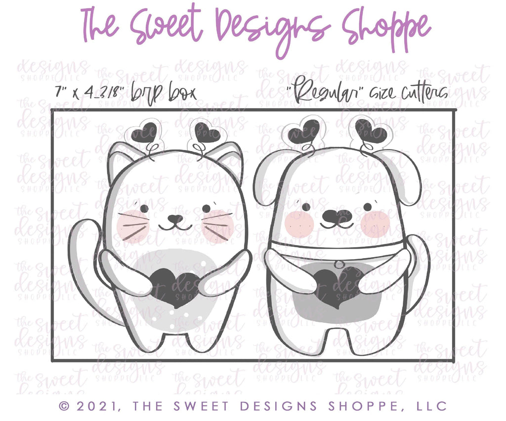 Cookie Cutters - Cat Pal and Dog Pal Set - 2 Piece Set - Cookie Cutters - The Sweet Designs Shoppe - TSDS - - ALL,Animal,Animals,Animals and Insects,Cookie Cutter,Mini Set,Mini Sets,Promocode,regular sets,set,sets,valentine,valentines