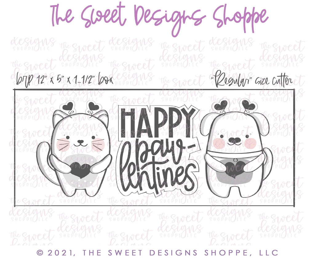 Cookie Cutters - Cat Pal, Dog Pal and Paw-lentines Plaque Set - 3 Piece Set - Cookie Cutters - The Sweet Designs Shoppe - - ALL, Animal, Animals, Animals and Insects, Cookie Cutter, Mini Set, Mini Sets, Promocode, regular sets, set, sets, valentine, valentines