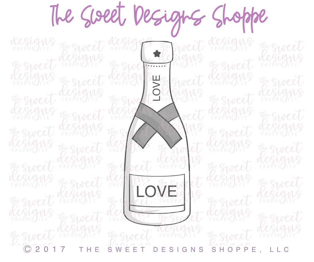 Cookie Cutters - Champagne Bottle v2- Cookie Cutter - The Sweet Designs Shoppe - TSDS - - ALL,anniversary,Birthday,celebration,Cookie Cutter,Food,Food & Beverages,Promocode,valenteine,valentine,Valentine's,Wedding,wine