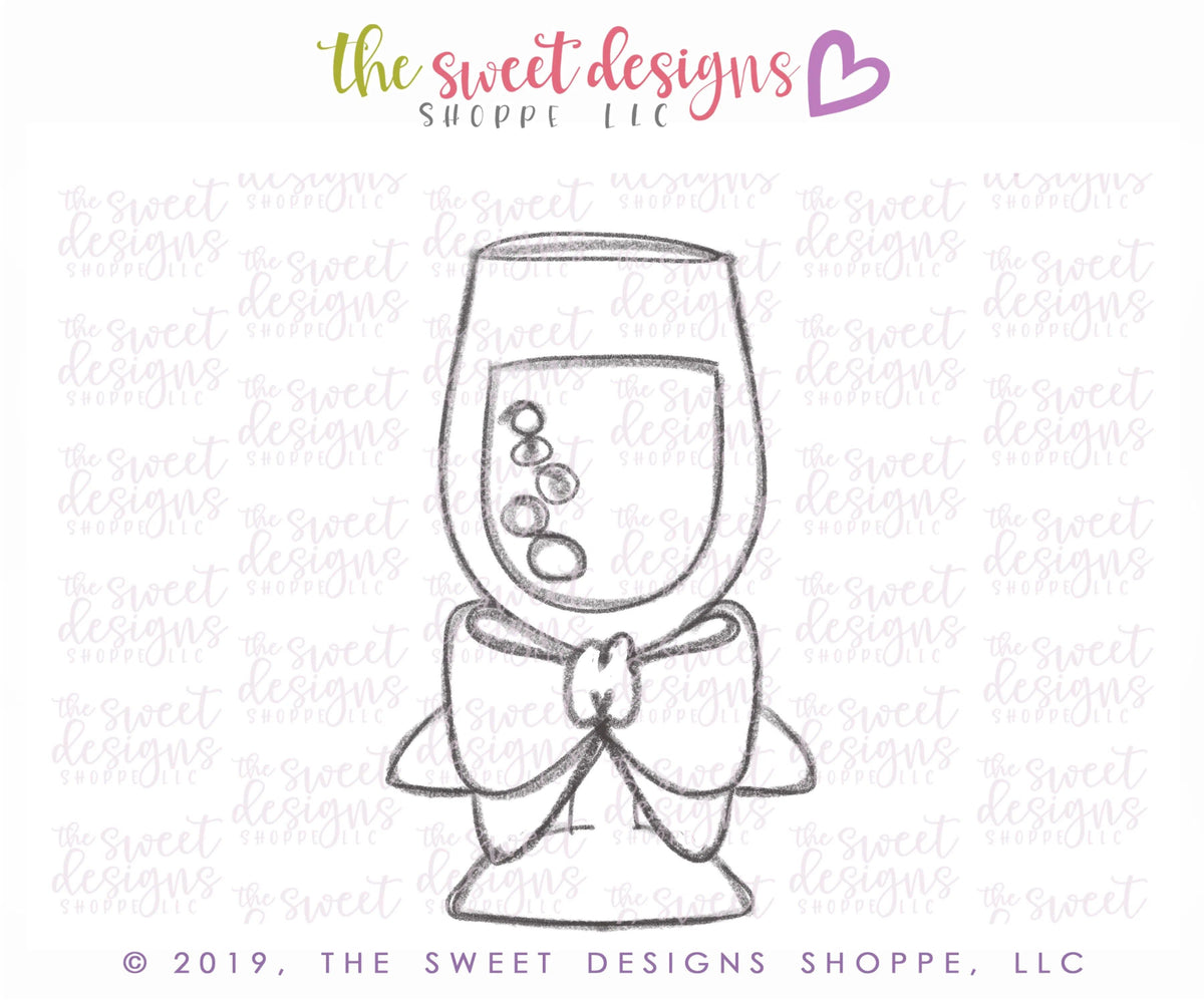 Cookie Cutters - Champagne Glass with Bow - Cookie Cutter - The Sweet Designs Shoppe - TSDS - - ALL,anniversary,Birthday,celebration,Cookie Cutter,Food,Food & Beverages,Promocode,STL,Wedding,Wedding Favors,wine