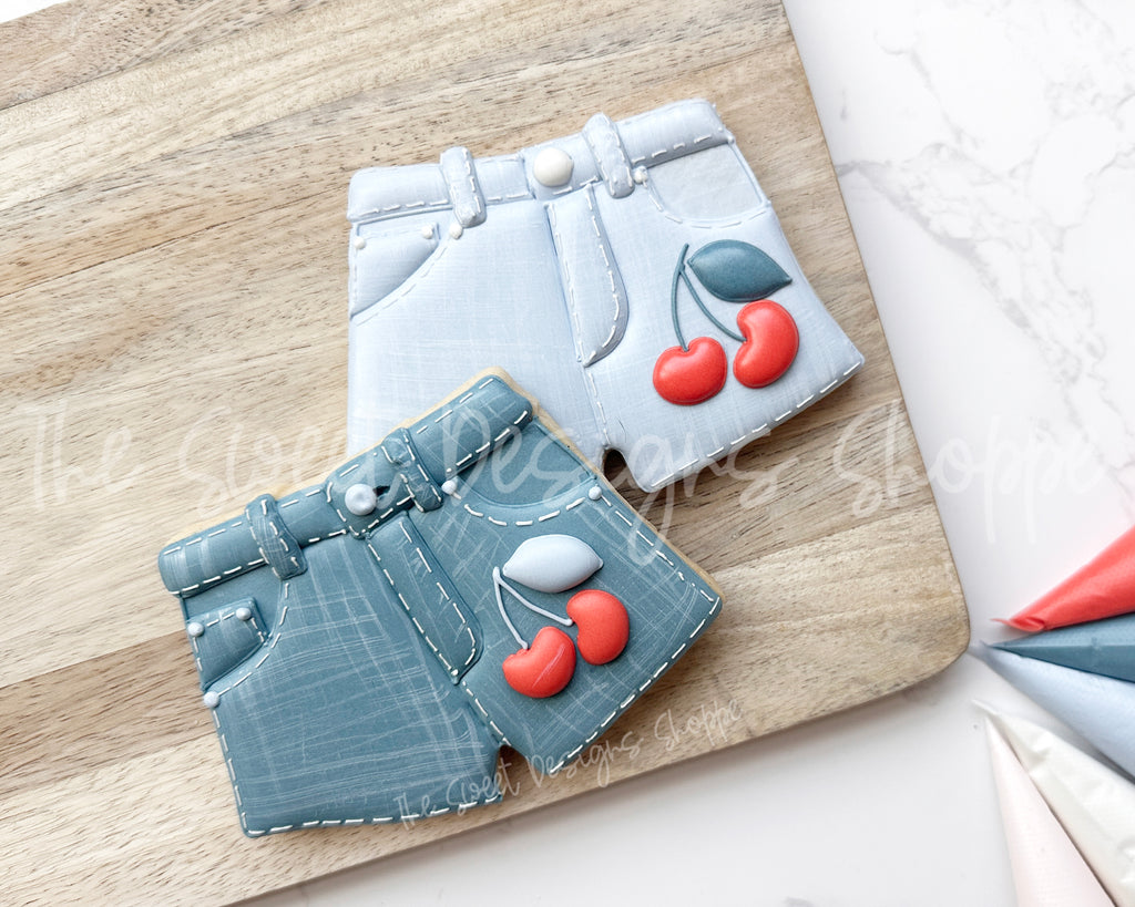 Cookie Cutters - Cherry Denim Shorts - Cookie Cutter - The Sweet Designs Shoppe - TSDS - - 4th,4th July,4th of July,Accesories,Accessories,accessory,ALL,Clothing / Accessories,Cookie Cutter,Patriotic,Promocode,STL,Summer