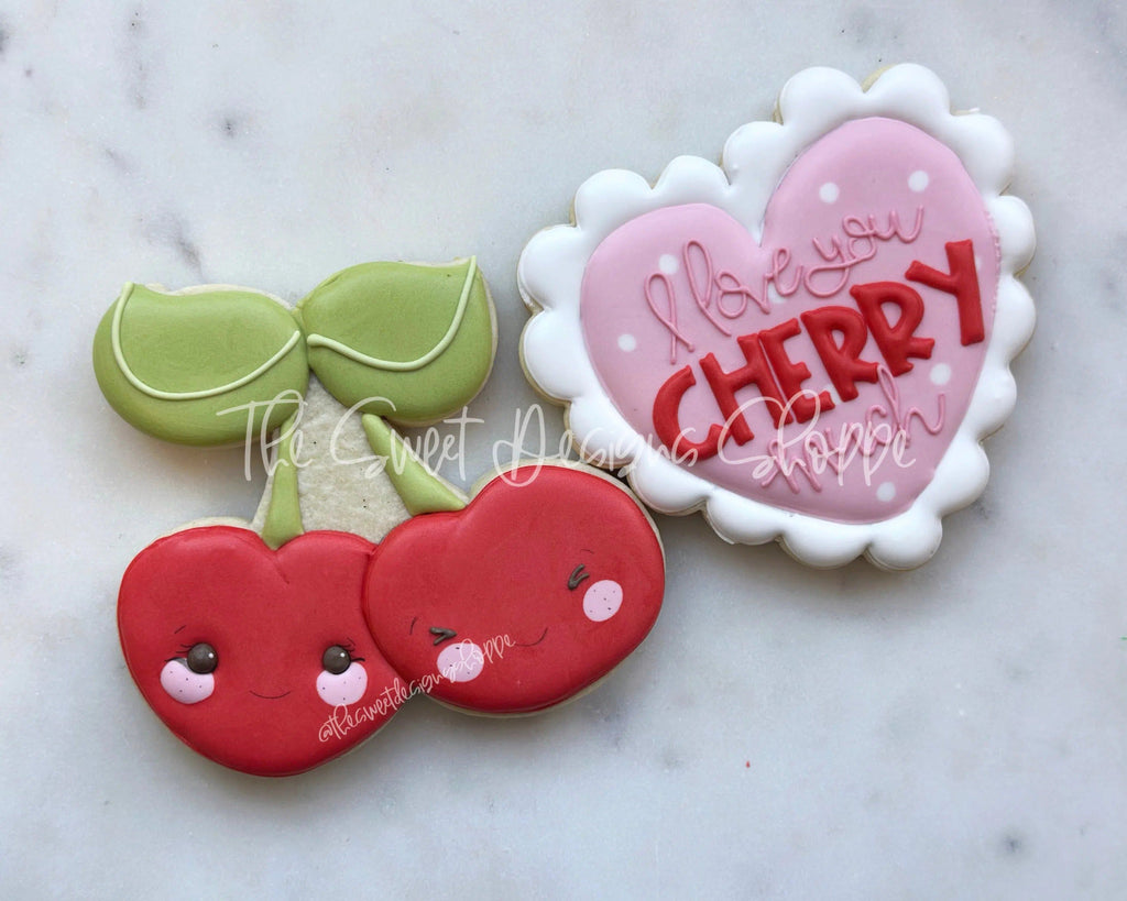 Cookie Cutters - Cherry Much Set - Set of 2 - Cookie Cutters - The Sweet Designs Shoppe - - ALL, Cookie Cutter, fruit, fruits, Fruits and Vegetables, Mini Sets, Plaque, Plaques, PLAQUES HANDLETTERING, Promocode, regular sets, set, valentine, valentines