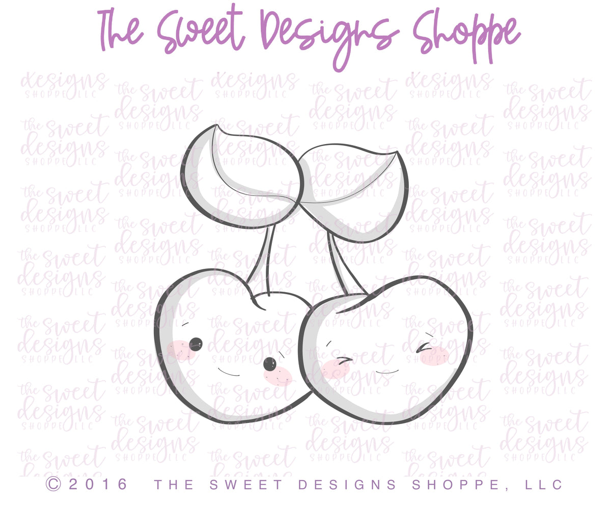 Cookie Cutters - Cherry Much Set - Set of 2 - Cookie Cutters - The Sweet Designs Shoppe - TSDS - - ALL,Cookie Cutter,fruit,fruits,Fruits and Vegetables,Mini Sets,Plaque,Plaques,PLAQUES HANDLETTERING,Promocode,regular sets,set,STL,valentine,valentines