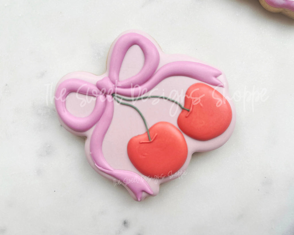 Cookie Cutters - Cherry with Bow- Cookie Cutter - Sweet Designs Shoppe - - ALL, Bow, bows, Cherry, Cookie Cutter, Cute Couples, Food, Food & Beverages, fruit, fruits, Fruits and Vegetables, MOM, mother, Mothers Day, new, Promocode
