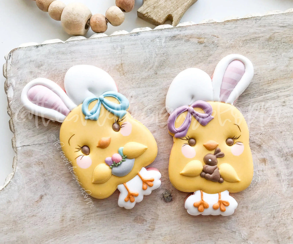 Cookie Cutters - Chick, Girly Chick, Chick(Glasses) with Bunny Ears Set - 3 Piece Set - Cookie Cutters - The Sweet Designs Shoppe - - ALL, Animal, Animals, Animals and Insects, Cookie Cutter, Easter, Easter / Spring, Mini Set, Mini Sets, Promocode, regular sets, set, sets