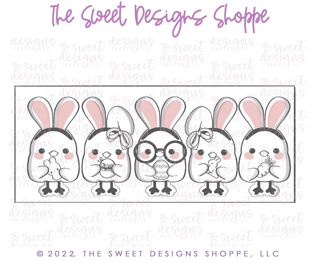 Cookie Cutters - Chick, Girly Chick, Chick(Glasses) with Bunny Ears Set - 3 Piece Set - Cookie Cutters - The Sweet Designs Shoppe - TSDS - - ALL,Animal,Animals,Animals and Insects,Cookie Cutter,Easter,Easter / Spring,Mini Set,Mini Sets,Promocode,regular sets,set,sets,STL