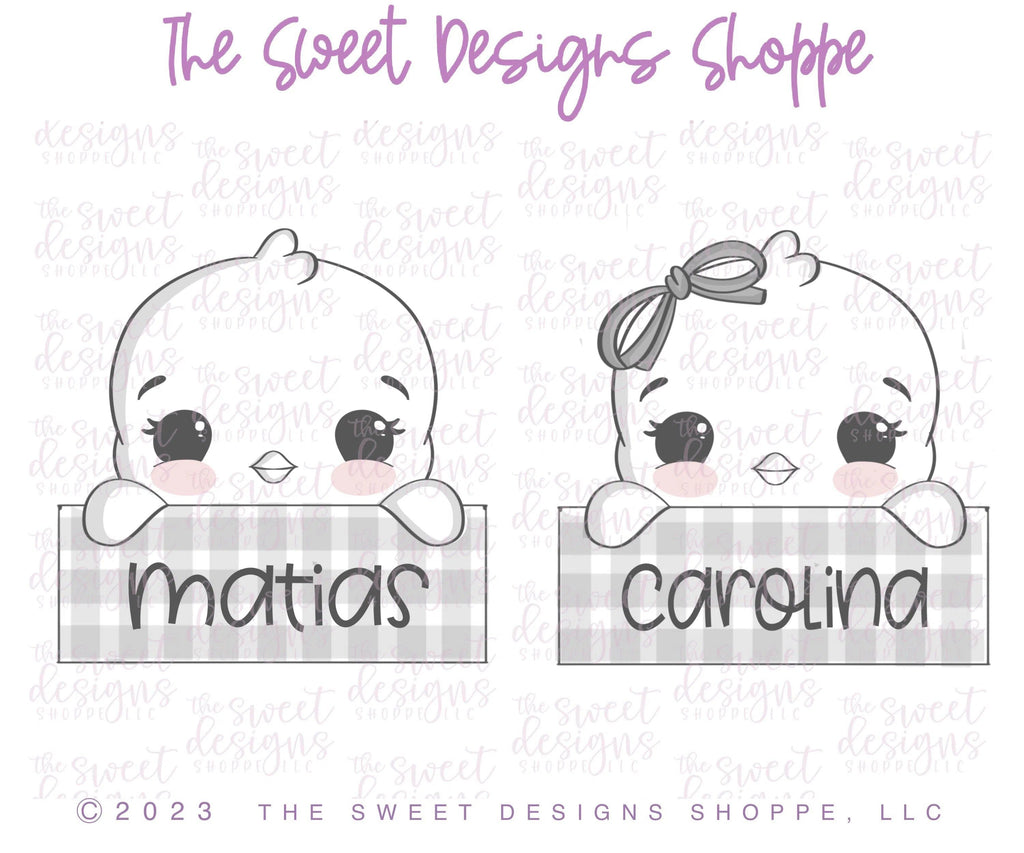 Cookie Cutters - Chick Plaques by Lady Milkstache Set - Set of 2 - Cookie Cutters - The Sweet Designs Shoppe - TSDS - - ALL,Animal,Animals,bunny,Cookie Cutter,Easter,Easter / Spring,Lady Milk Stache,Lady MilkStache,LadyMilkStache,Mini Sets,Promocode,regular sets,set