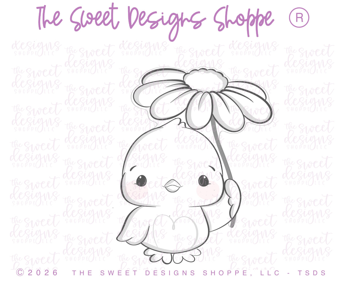 Cookie Cutters - Chick with a Flower & Spring Floral Plaque Set - Set of 2 - Cookie Cutters - The Sweet Designs Shoppe - TSDS - - ALL,Animal,Animals,Cookie Cutter,Easter,Easter / Spring,PLAQUES HANDLETTERING,Promocode,regular sets,set,STL