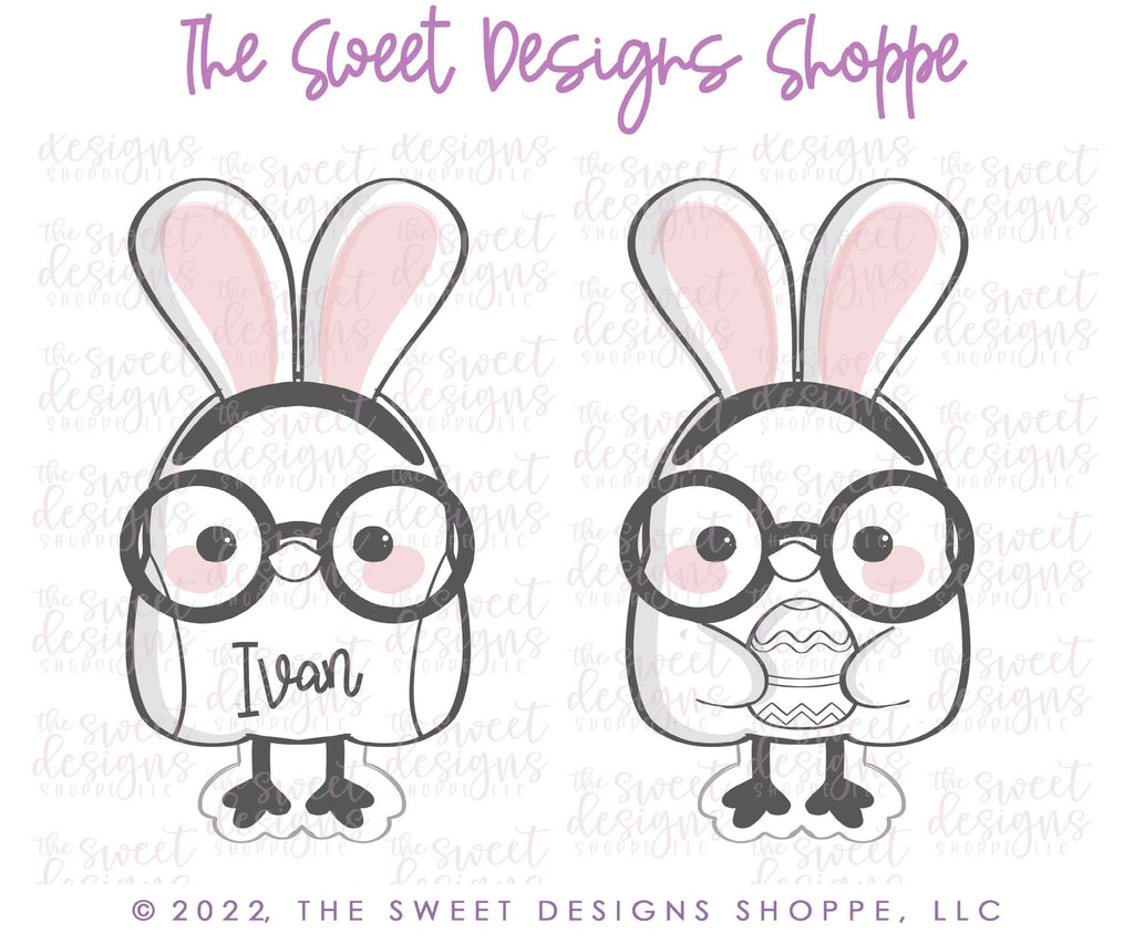 Cookie Cutters - Chick with Bunny Ears and Glasses - Cookie Cutter - The Sweet Designs Shoppe - - ALL, Animal, Animals, Animals and Insects, bunny, Cookie Cutter, easter, Easter / Spring, Promocode