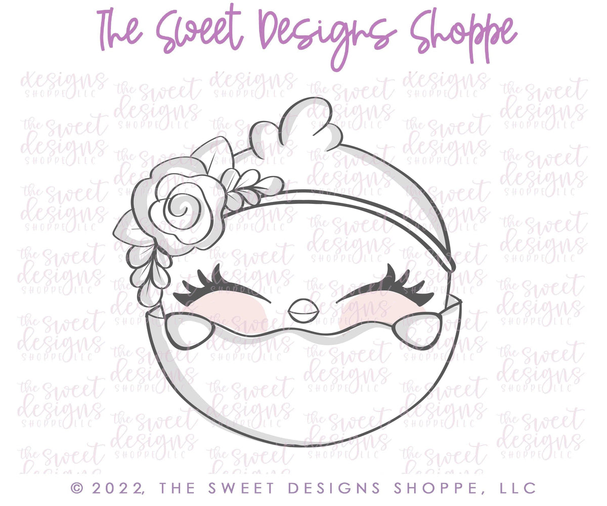 Cookie Cutters - Chick with Floral Headband - Cookie Cutter - The Sweet Designs Shoppe - TSDS - - ALL,Animal,Animals,Animals and Insects,Chick,Cookie Cutter,Easter,Easter / Spring,Lady Milk Stache,Lady MilkStache,LadyMilkStache,Promocode,STL