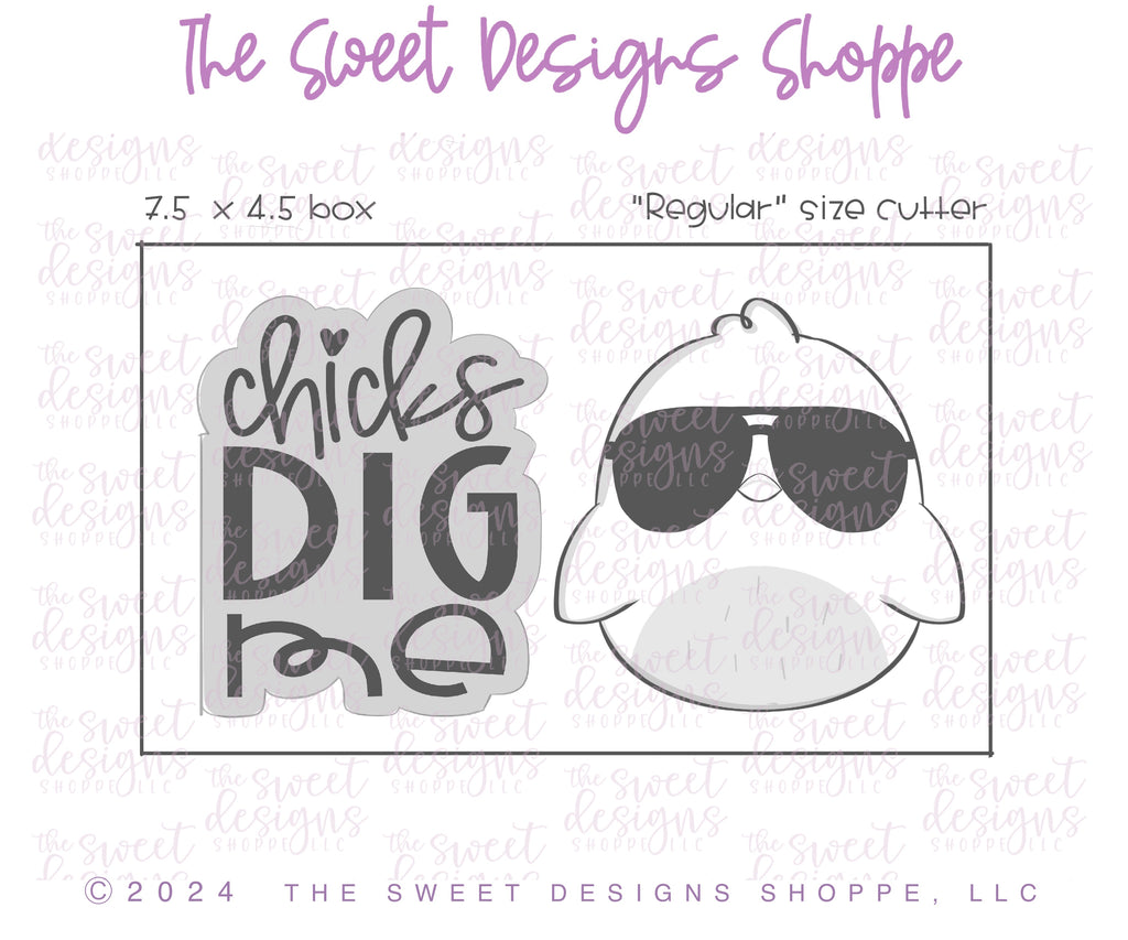 Cookie Cutters - Chicks Dig Me Set - Set of 2 - Cookie Cutters - The Sweet Designs Shoppe - TSDS - - ALL,Animal,Animals,Cookie Cutter,Easter,Easter / Spring,Mini Set,Mini Sets,Promocode,regular sets,set,STL