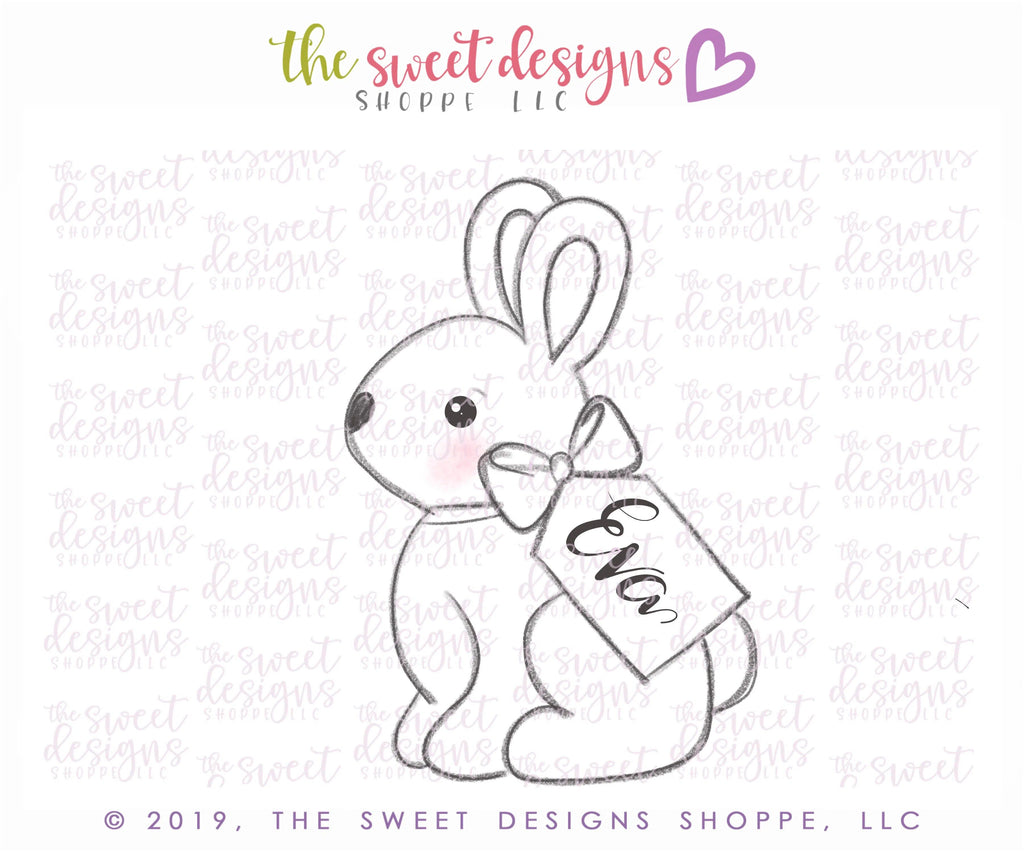 Cookie Cutters - Chocolate Bunny with Tag - Cookie Cutter - Sweet Designs Shoppe - - ALL, Animal, Cookie Cutter, Easter / Spring, Food, Food & Beverages, Promocode