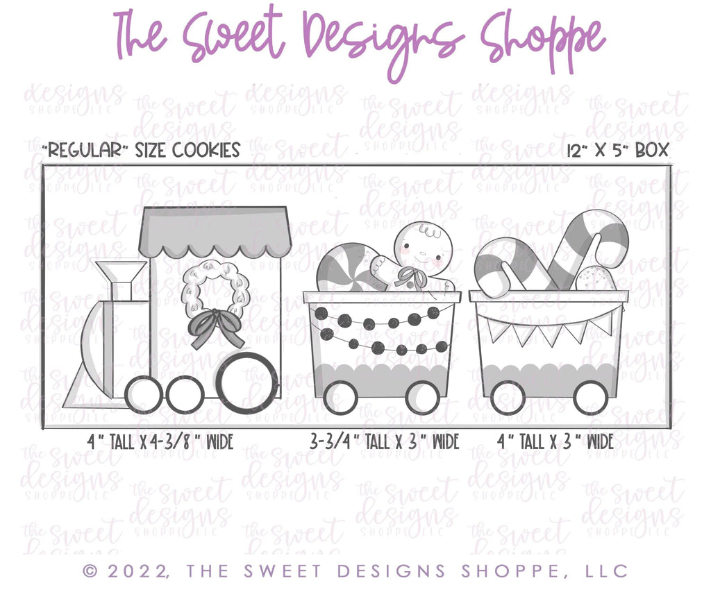 Cookie Cutters - Christmas Candy Train Set - Set of 3 - Cookie Cutters - The Sweet Designs Shoppe - TSDS - - ALL,Baby / Kids,baby toys,Christmas,Christmas / Winter,Christmas Cookies,Cookie Cutter,Ginger bread,Gingerbread,groovy,kids,Kids / Fantasy,Mini Set,Mini Sets,Promocode,regular sets,Retro,set,sets,STL,toys