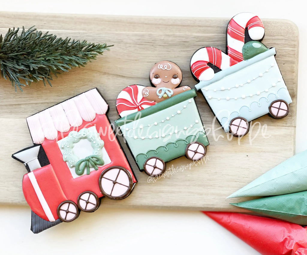 Cookie Cutters - Christmas Candy Train Set - Set of 3 - Cookie Cutters - The Sweet Designs Shoppe - TSDS - - ALL,Baby / Kids,baby toys,Christmas,Christmas / Winter,Christmas Cookies,Cookie Cutter,Ginger bread,Gingerbread,groovy,kids,Kids / Fantasy,Mini Set,Mini Sets,Promocode,regular sets,Retro,set,sets,STL,toys